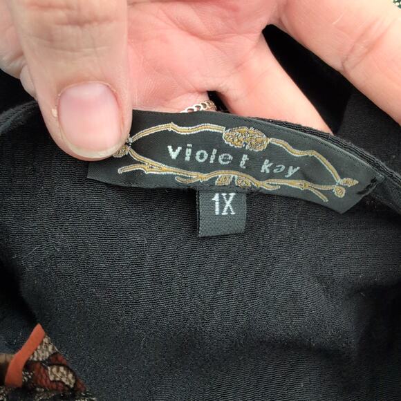 Violet Kay Silk Lace Mixed Media Patchwork Kimono Top Womens 1X Wearable Art - Picture 4 of 9